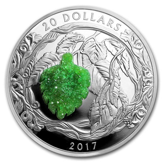 2017 Canada 1 oz Silver $20 Birch Leaves w/Drusy Stone Proof 2017 Canada 1 oz Silver $20 Birch Leaves w/Drusy Stone Proof